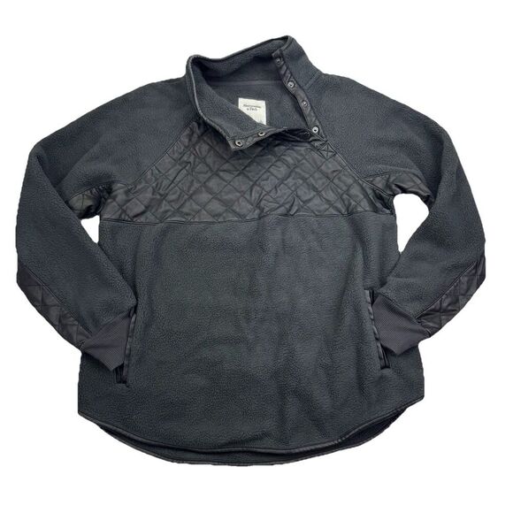 Abercrombie & Fitch Fleece Women Large Black Quilted Pullover High Neck - Picture 1 of 7